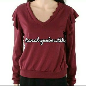 Anthropologie|Ruffle Sweatshirt